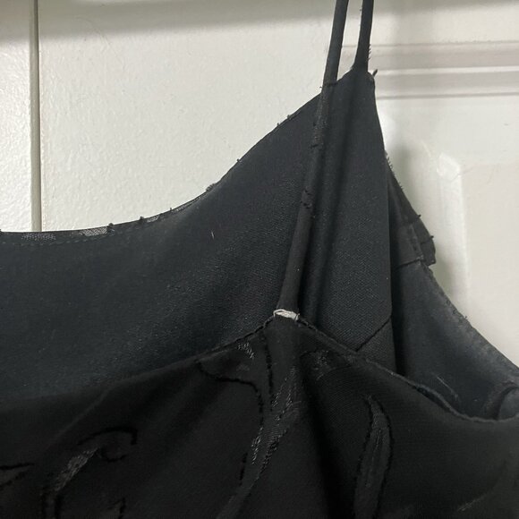 Y2K Onyx Nite Maxi Dress Womens Prom Black Strappy Long 90s Cowl Neck Whimsigoth - Picture 5 of 14